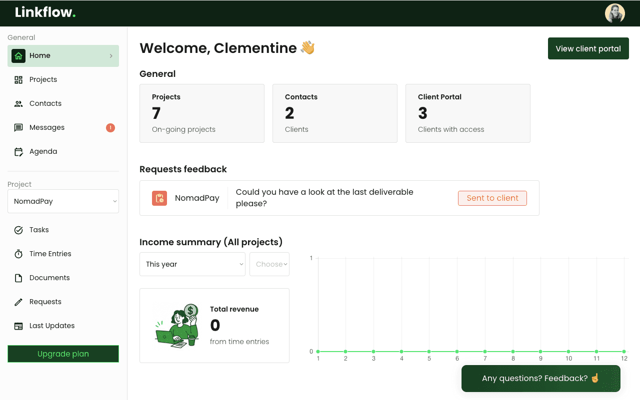 Freelancer dashboard
