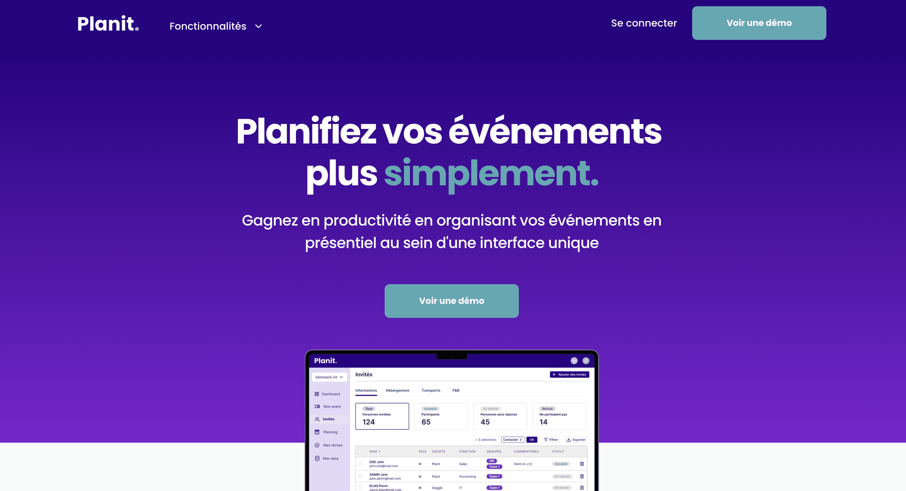 Planit — landing page